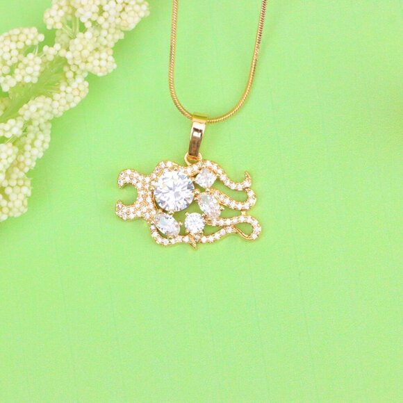 "Rose Gold Sparkling Mermaid Tail Pendant with White CZ Crystals, XPPT1539 - Picture 4 of 13